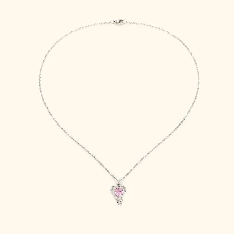 Herz-Halskette mit rosafarbenem Stein